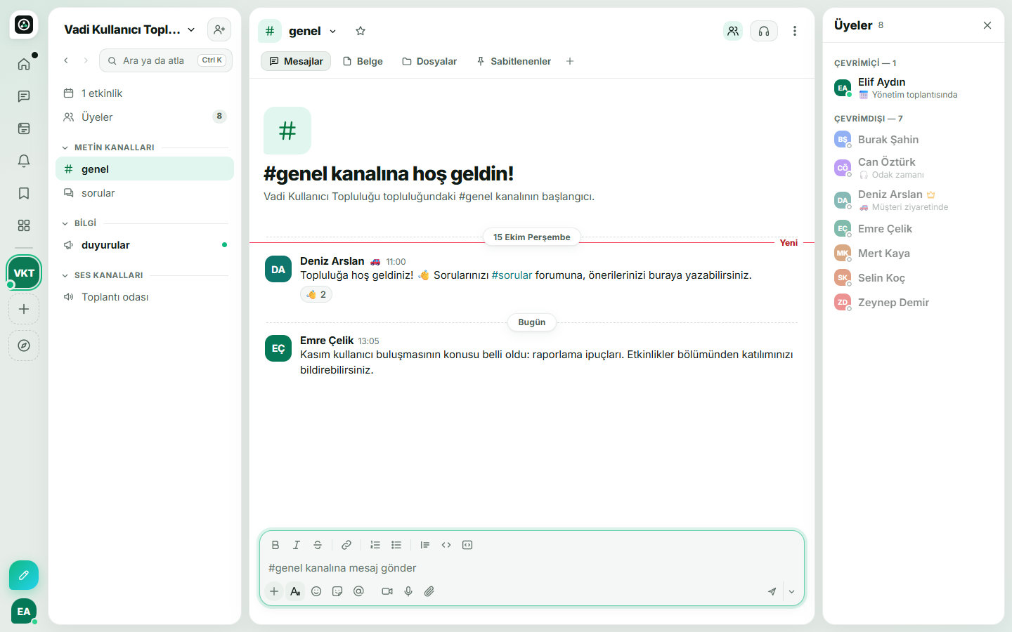 Biom business. topluluk alanı: duyurular, forum ve sesli kanallar